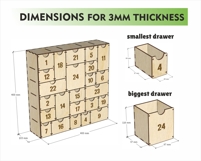 Advent Calendar Box Laser Cut File | 24 Wooden Drawers Product Image 2