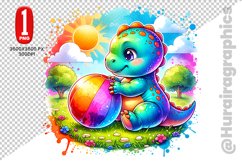 Cute Dinosaur Clipart - PNG File Product Image 1