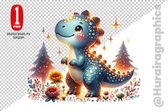 Cute Dinosaur Clipart - PNG File Product Image 1