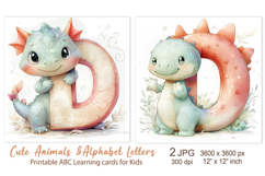 Cute Dino, Baby Dragon Animals Alphabet Letters, ABC cards Product Image 1