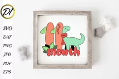 Baby Milestone Dinosaur Svg | Eleven month | Baby bodysuit Product Image 2