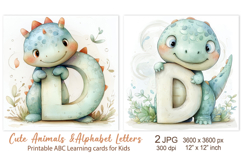 Cute Dino, Baby Dragon Animals Alphabet Letters, ABC cards Product Image 1