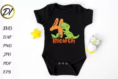 Baby Milestone Svg | Four Months | Dinosaur SVG cut files Product Image 2