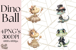 Dinosaur Princess Ball Clipart PNG, Baby Dinos Gowns &amp; Tux Product Image 1
