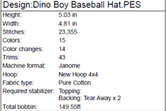 Set of 6 Boys on Dinosaurs with Various Hats Emb Design Product Image 6