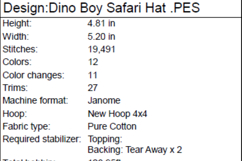 Set of 6 Boys on Dinosaurs with Various Hats Emb Design Product Image 11