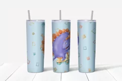 Dino boys sublimation design Skinny tumbler wrap design 