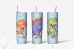 Dino boys sublimation design Skinny tumbler wrap design 