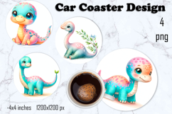 Cute dinosaur raund Square Coaster Sublimation Design Product Image 1