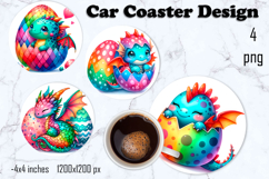 Cute dinosaur raund Square Coaster Sublimation Design Product Image 1