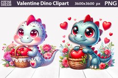 Dino Valentine Clipart | Cute Dinosaur Sublimation Product Image 1