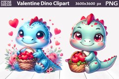 Dino Valentine Clipart | Cute Dinosaur Sublimation Product Image 1