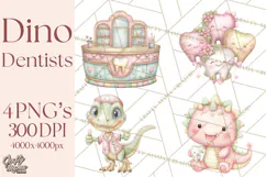 Dinosaur Dentist Clipart Cute Pediatric Dental PNG Product Image 1