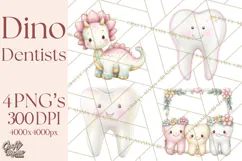 Dinosaur Dentist Clipart Cute Pediatric Dental PNG Product Image 1
