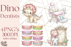 Dinosaur Dentist Clipart Cute Pediatric Dental PNG Product Image 1