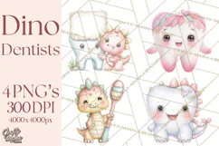 Dinosaur Dentist Clipart Cute Pediatric Dental PNG Product Image 1