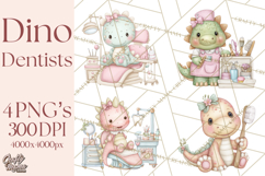 Dinosaur Dentist Clipart Cute Pediatric Dental PNG Product Image 1