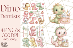 Dinosaur Dentist Clipart Cute Pediatric Dental PNG Product Image 1