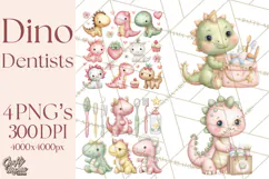 Dinosaur Dentist Clipart Cute Pediatric Dental PNG Product Image 1