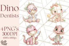 Dinosaur Dentist Clipart Cute Pediatric Dental PNG Product Image 1