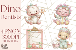 Dinosaur Dentist Clipart Cute Pediatric Dental PNG Product Image 1