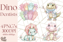 Dinosaur Dentist Clipart Cute Pediatric Dental PNG Product Image 1