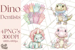 Dinosaur Dentist Clipart Cute Pediatric Dental PNG Product Image 1