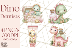 Dinosaur Dentist Clipart Cute Pediatric Dental PNG Product Image 1