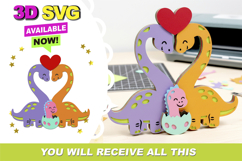 Dino Family Love Topper 3D SVG Product Image 1