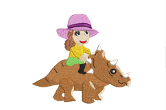 Girl on a Dinosaur Machine Embroidery Product Image 5