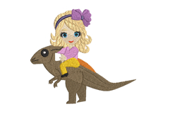 Girl on a Dinosaur in a Sun Hat Machine Embroidery Product Image 6