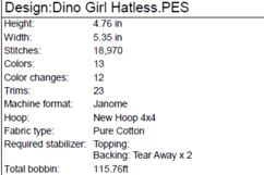 Girl on a Dinosaur Machine Embroidery Product Image 2