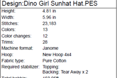 Girl on a Dinosaur in a Sun Hat Machine Embroidery Product Image 2