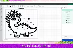 Dinosaur with Flower Wreath SVG, Girl T-Shirt Design SVG Product Image 2