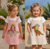 Girl with a Fedora Hat on a Dinosaur Machine Embroidery Product Image 11