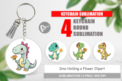 Keychain Dino with Flower Product Image 1