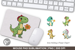 Mouse Pad Dino with Flower Product Image 1