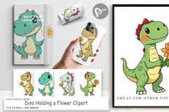 Digital Paper Dino with Flower Product Image 1