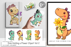 Digital Paper Dino with Flower Product Image 1