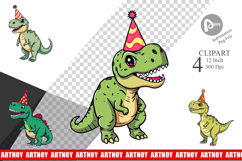 Party Hat Dino Clipart Product Image 1