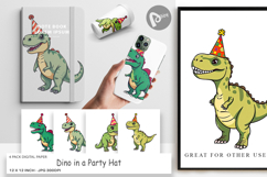 Digital Paper Party Hat Dino Product Image 1