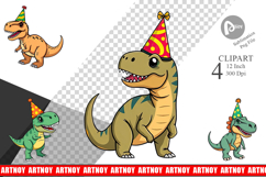 Party Hat Dino Clipart Product Image 1