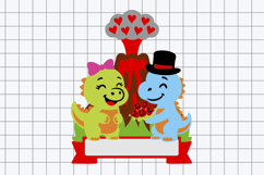 Valentines Dino Love topper 3D SVG Product Image 2