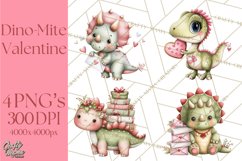 Valentine Dinosaur Clipart Cute T-Rex Sublimation PNG Love Product Image 1