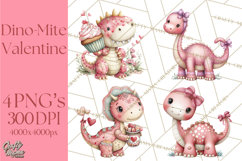 Valentine Dinosaur Clipart Cute T-Rex Sublimation PNG Love Product Image 1