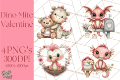 Valentine Dinosaur Clipart Cute T-Rex Sublimation PNG Love Product Image 1