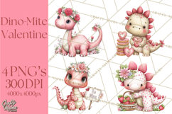 Valentine Dinosaur Clipart Cute T-Rex Sublimation PNG Love Product Image 1