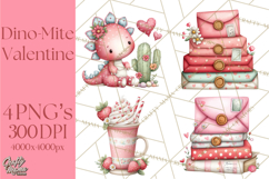 Valentine Dinosaur Clipart Cute T-Rex Sublimation PNG Love Product Image 1