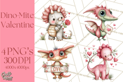 Valentine Dinosaur Clipart Cute T-Rex Sublimation PNG Love Product Image 1