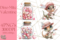 Valentine Dinosaur Clipart Cute T-Rex Sublimation PNG Love Product Image 1